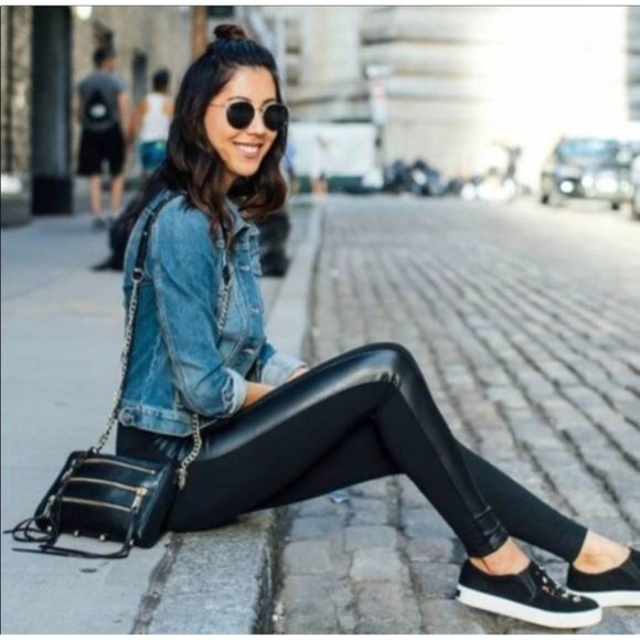 Karl Lagerfeld Pants - Karl Lagerfeld Black Faux Leather Slide Leggings Size XS